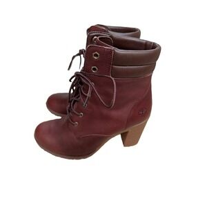 TIMBERLAND BOOTIE ANKLE BROWN LEATHER LACE UP BOOTS WOMENS SZ. 8